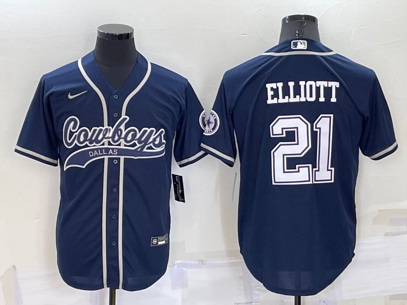 NFL Dallas Cowboys #21 Elliott Blue Joint-designed Jersey