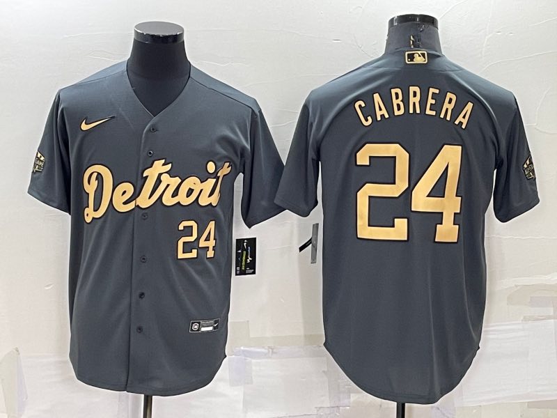 MLB Detroit Tigers #24 Cabrera Grey All Star Jersey