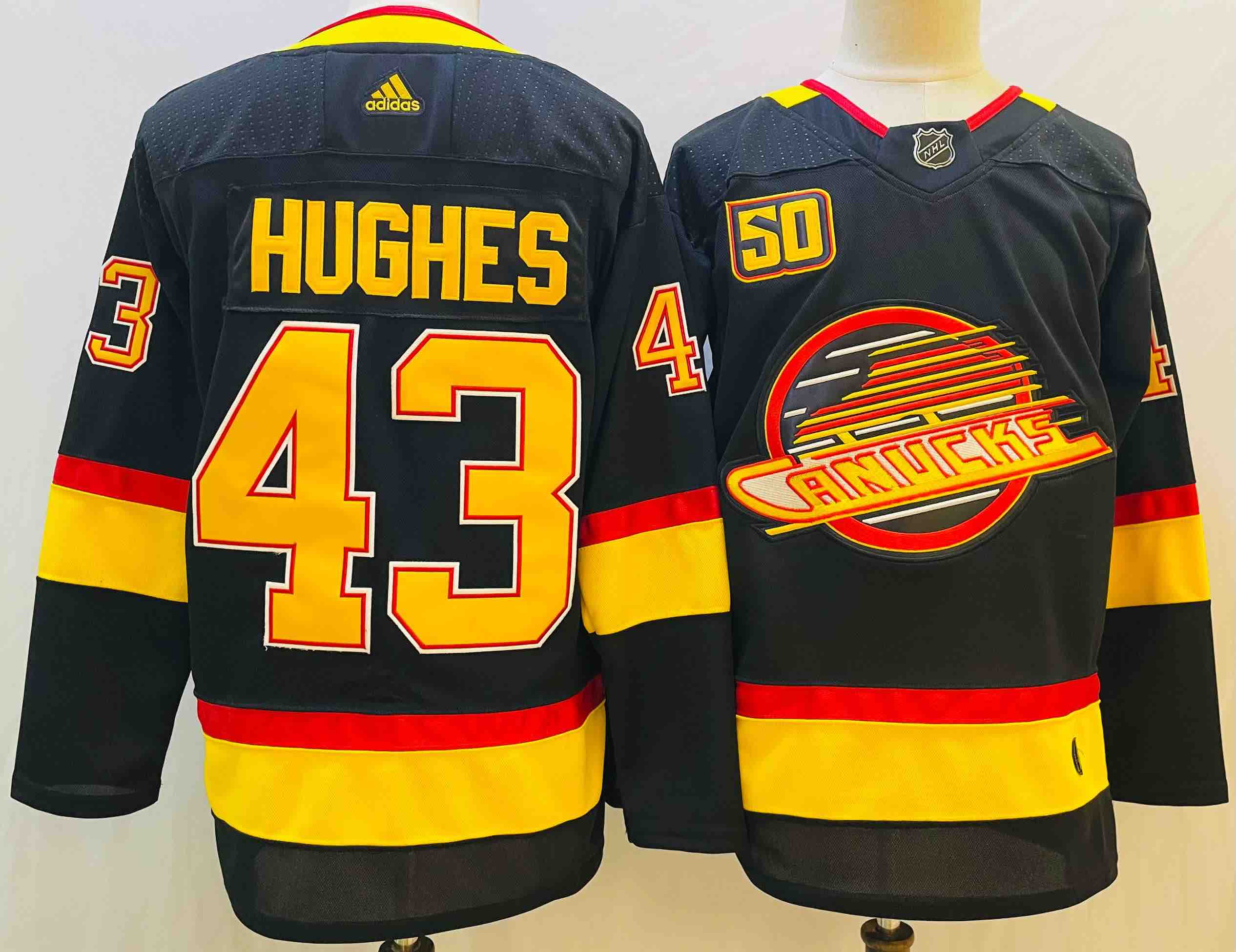 NHL Vancouver Canucks #43 Hughes Black Jersey