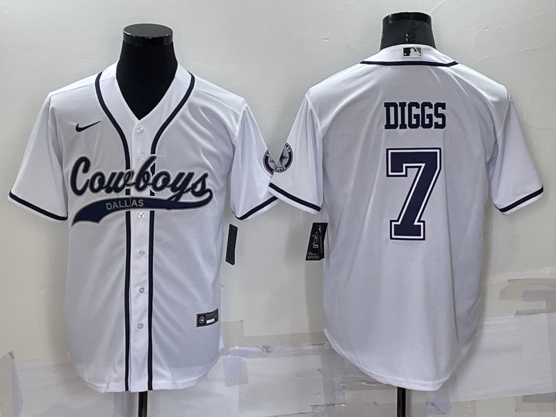 NFL Dallas cowboys #7 Diggs White Joint-designed Jersey