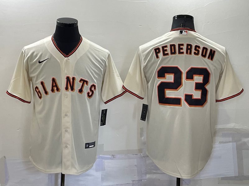 MLB San Francisco Giants #23 Pederson Cream Game Jersey