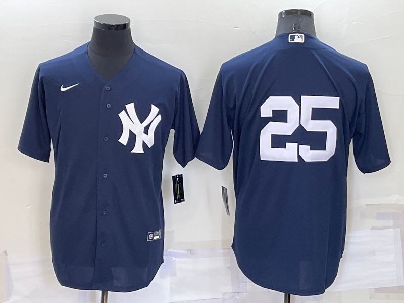MLB New York Yankees #25 Blue Game Jersey