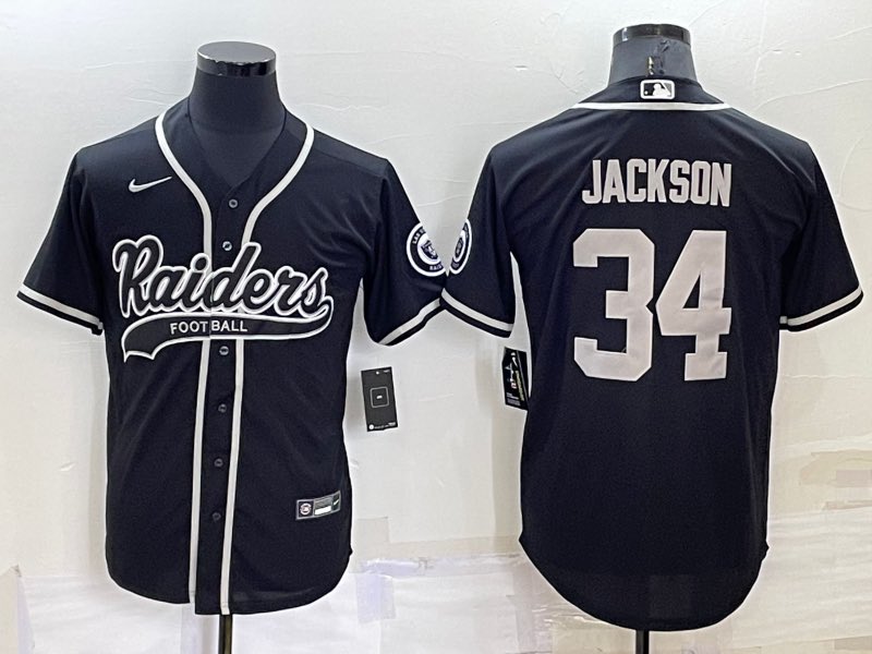 NFL Oakland Raiders #34 Jackson Black Joint-design Jersey