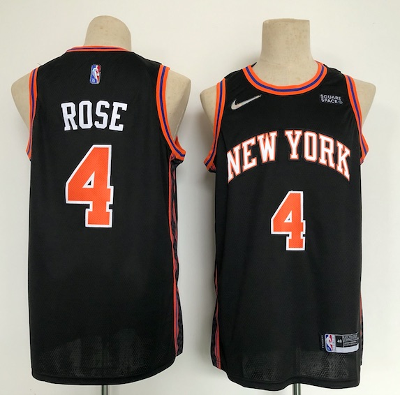 NBA New York Knicks #4 Rose Black Jersey