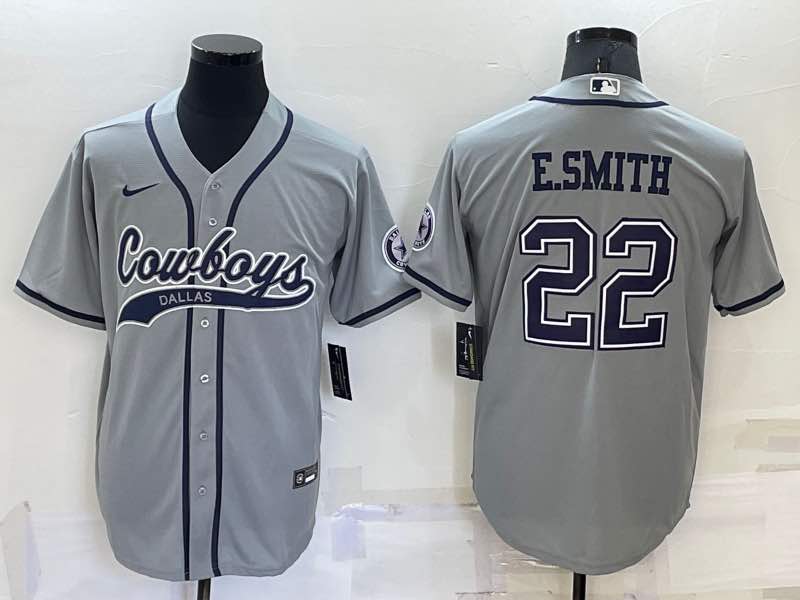 NFL Dallas Cowboys #22 E.Smith Grey Joint-designed Jersey