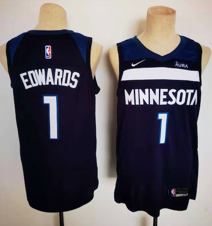 NBA Minnesota Timberwolves #1  Edwards Blue City Jersey