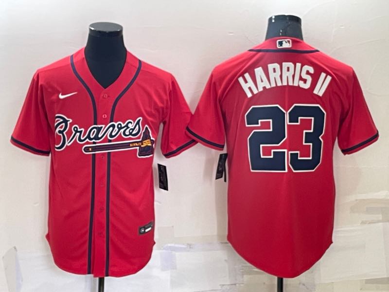 MLB Atlanta Braves #23 Harris II Red Game Jersey