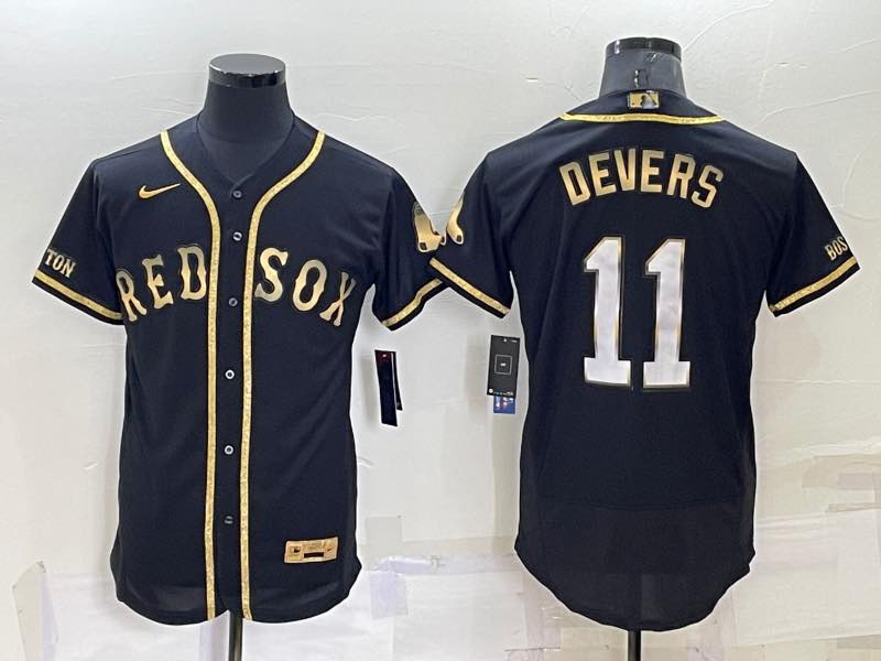MLB Boston Red Sox #11 Devers Black Gold Jersey