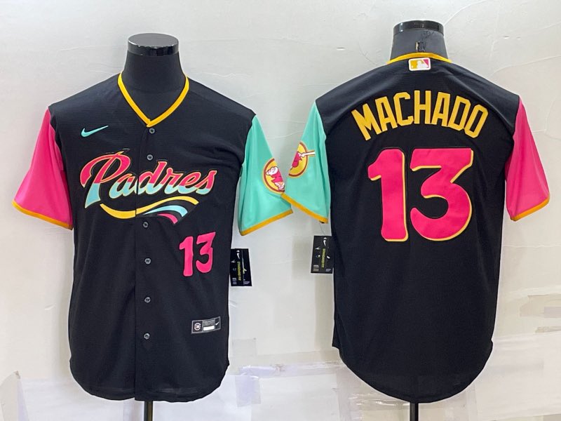MLB San Diego Padres #13 Machado Black Jersey