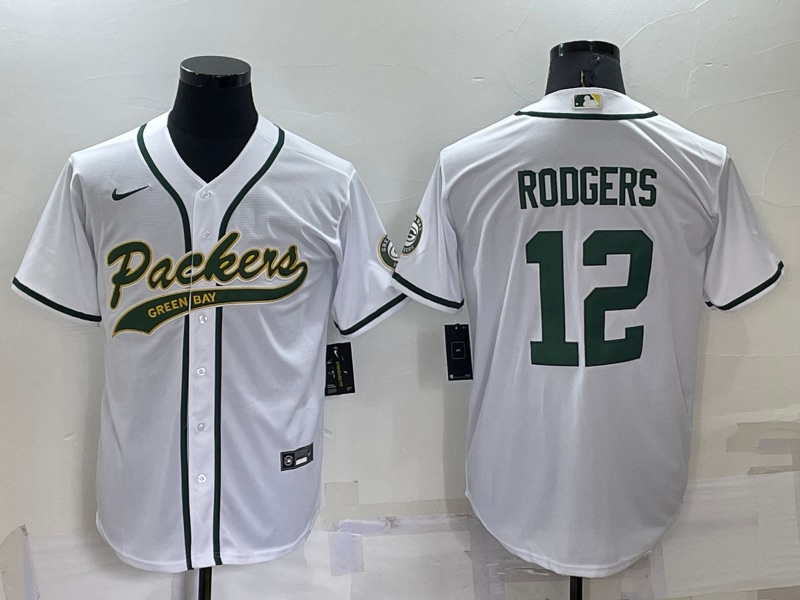 NFL Green Bay Packers #12 Rodgers white Jointed Name Jersey