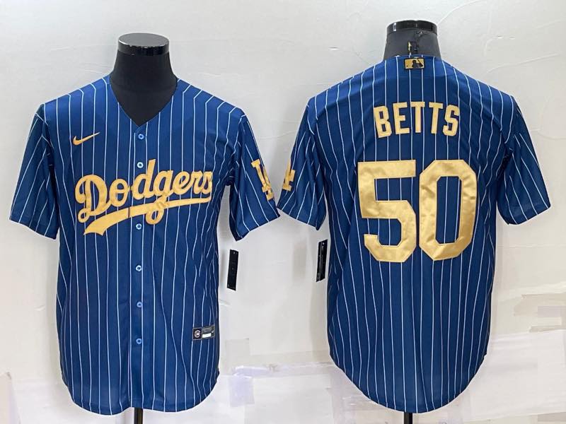 MLB Los Angeles Dodgers #50 Betts Blue Gold Jersey