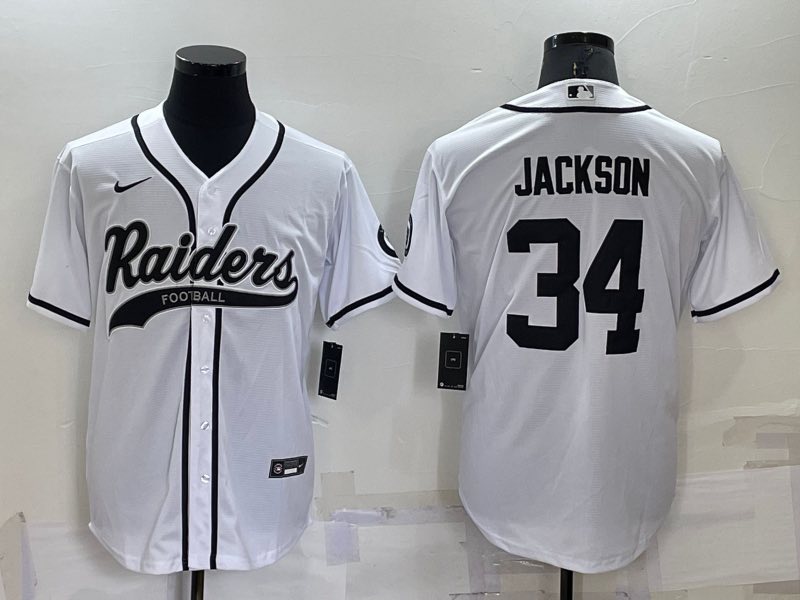 NFL Oakland Raiders #34 Jackson white Joint-designed  Jersey