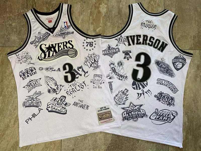 NBA Philadelphia 76ers #3 Iverson white Jersey