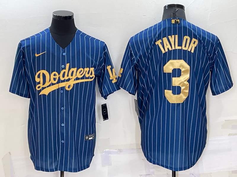MLB Los Angeles Dodgers #3 Taylor Blue Gold Jersey