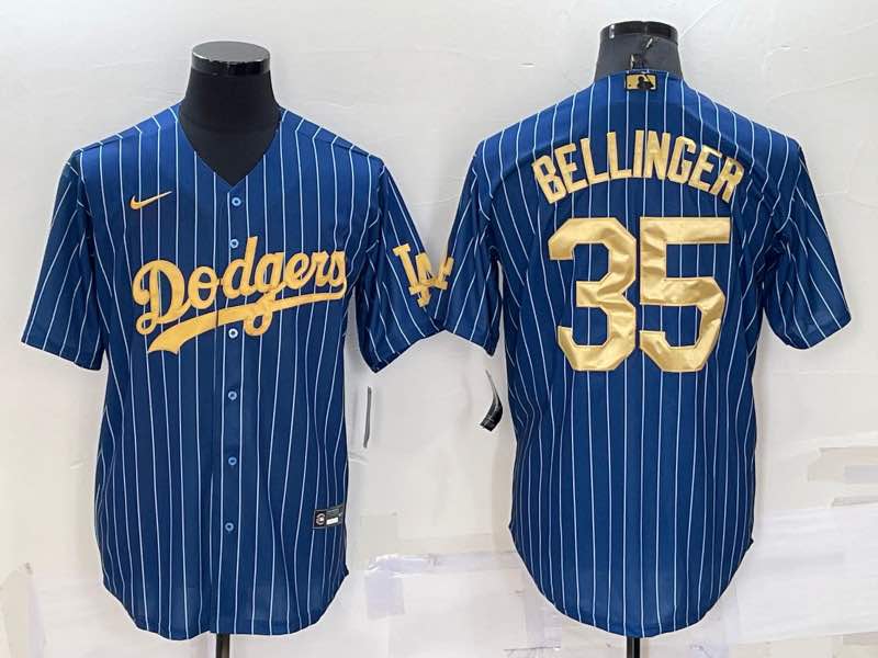 MLB Los Angeles Dodgers #35 Bellinger Blue Gold Jersey
