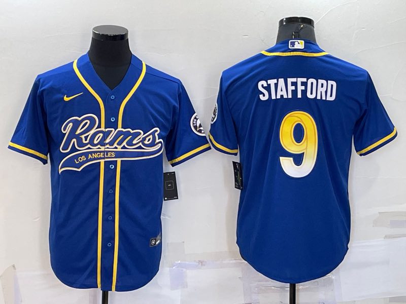 NFL Los Angeles Rams #9 Stafford Blue Joint-design Jersey