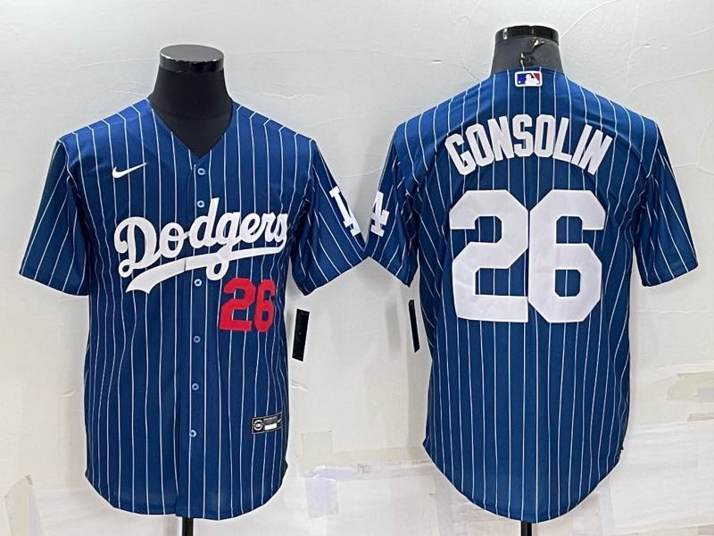 MLB Los Angeles Dodgers #26 Gonsolin Blue throwback Jersey