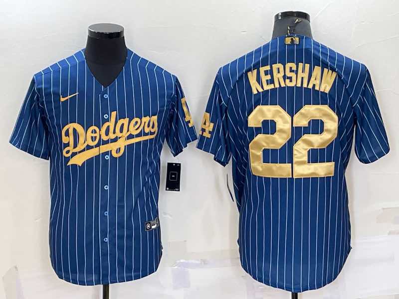 MLB Los Angeles Dodgers #22 Kershaw Blue Pullover Jersey