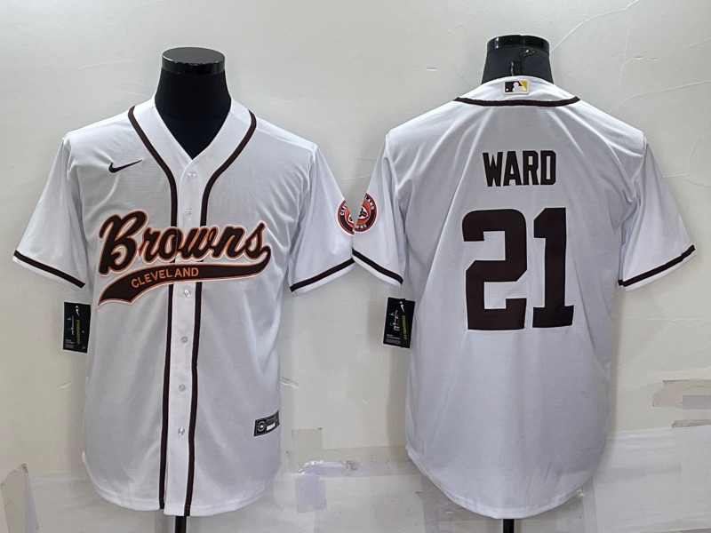NFL Cleveland Browns #21 Ward White Joint-design Jersey