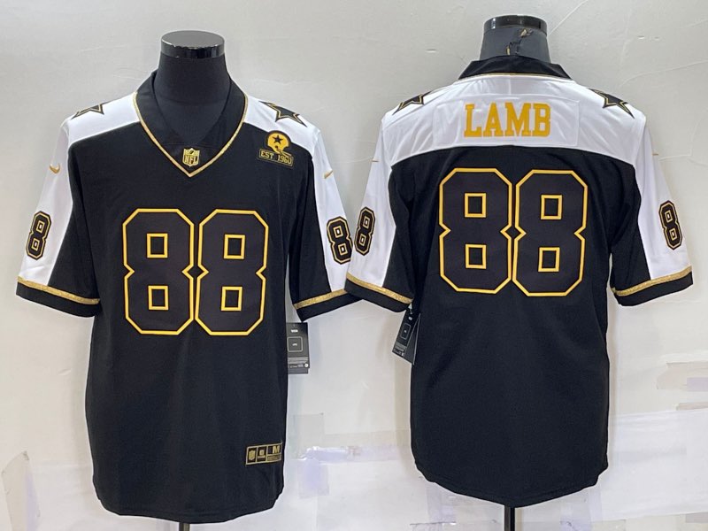 NFL Dallas Cowboys #88 Lamb Thanksgiving Black Gold Jersey