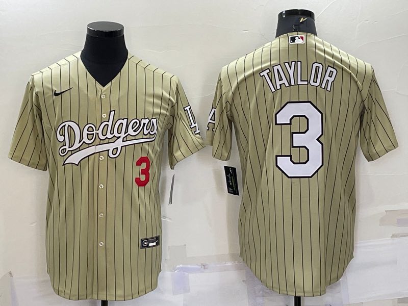 MLB Los Angeles Dodgers #3 Taylor Cream Throwback Jersey