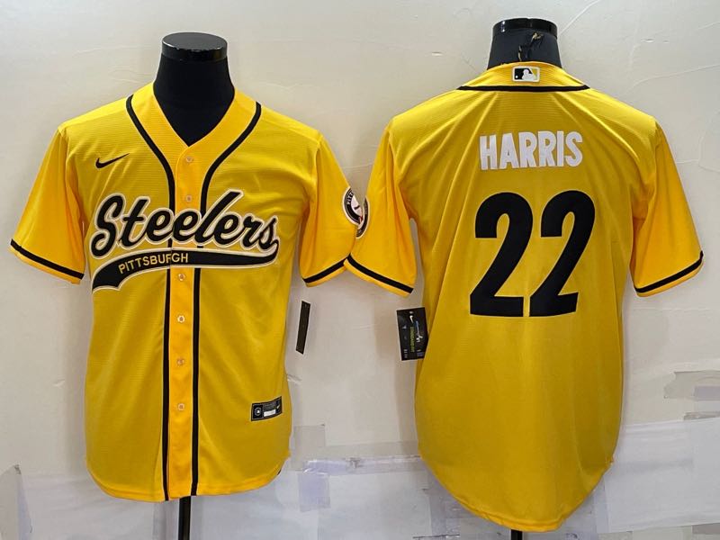 NFL Pittsburgh Steelers #22 Harris Yellow Jointed-design Limited Jersey