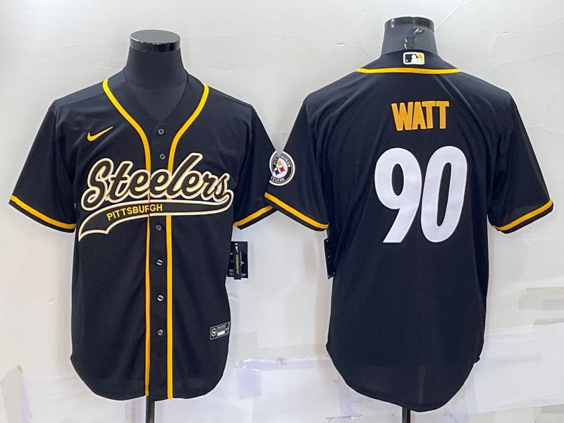 NFL Pittsburgh Steelers #90 Watt Black Jointed-design Limited Jersey