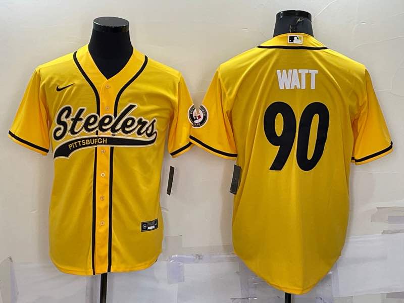 NFL Pittsburgh Steelers #90 Watt Yellow Jointed-design Limited Jersey