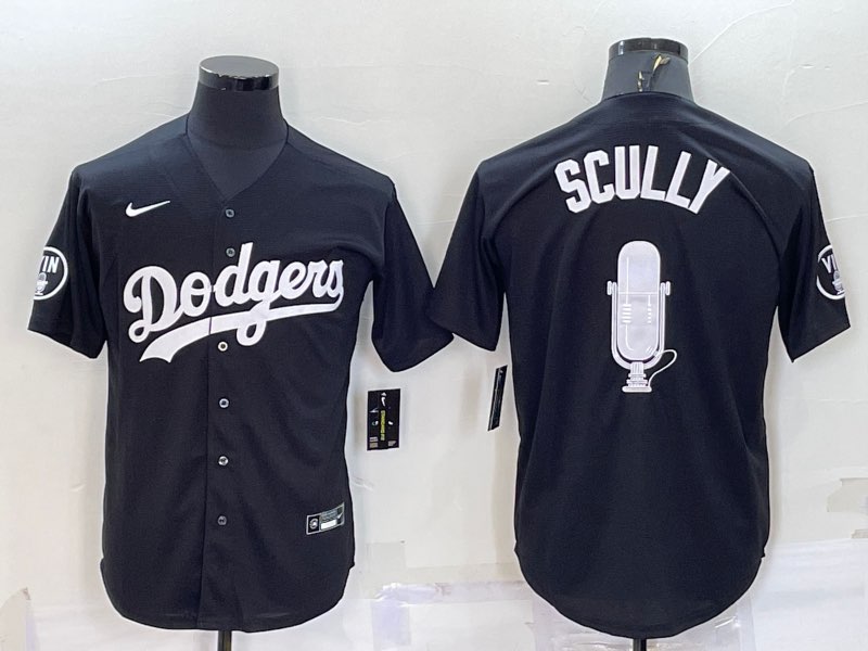 MLB Los Angeles Dodgers Scully Black throwback Jersey