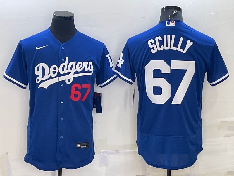 MLB Los Angeles Dodgers #67 Scully Blue Elite Jersey