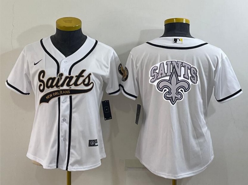 Womens NFL New Orleans Saints White Joint-design Jersey