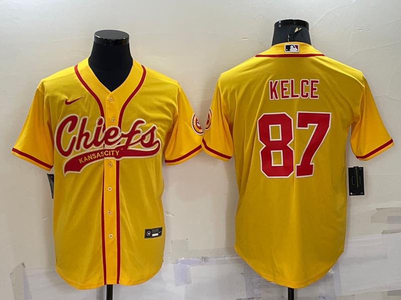 NFL Kansas City Chiefs #87 Kelce Yellow Joint-design Jersey