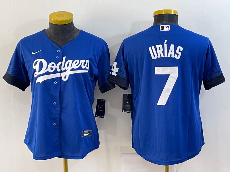 Womens MLB Los Angeles Dodgers #7 Urias Blue  Jersey