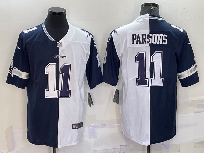 NFL Dallas Cowboys #11 Parson Half Blue WHite Jersey