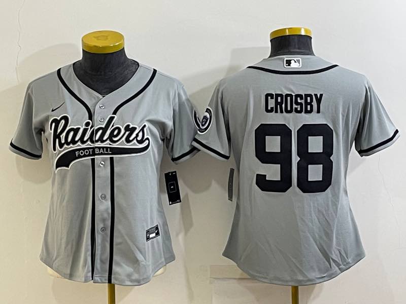 Womens NFL Oakland Raiders #98 Crosby Grey Joint-design Jersey
