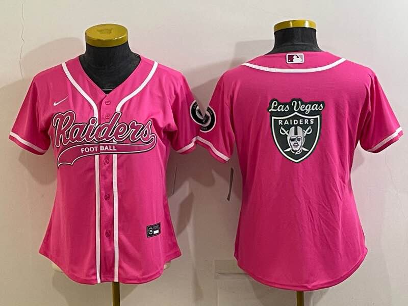 Womens NFL Oakland Raiders Joint-design Pink Jersey