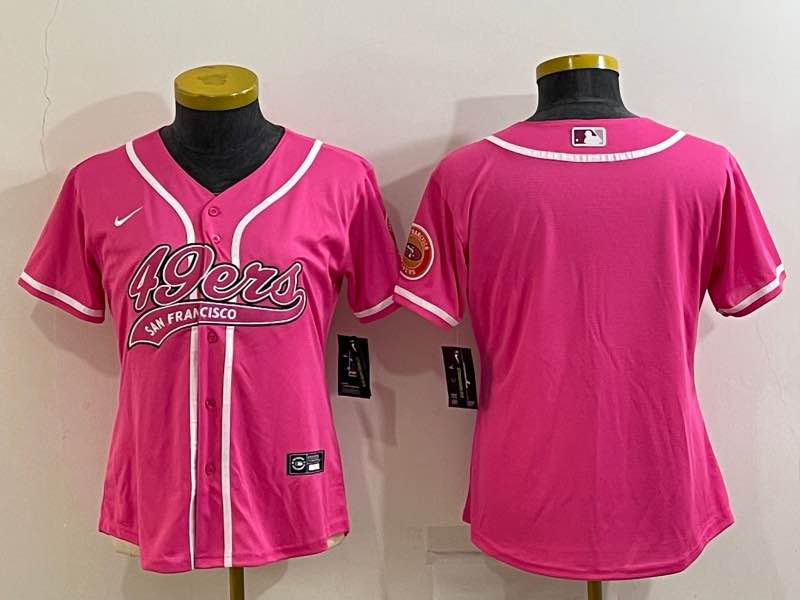 Womens NFL San Francisco 49ers Pink Joint-design Jersey