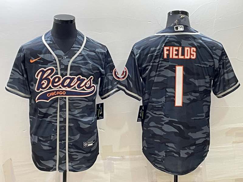 NFL Chicago Bears #1 Fields Camo Joint-design Jersey