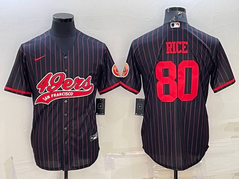 NFL San Francisco 49ers #80 Rice Joint-design Black Red Jersey