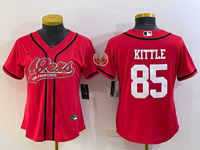 Womens NFL San Francisco 49ers #85 Kittle Joint-design Red Jersey