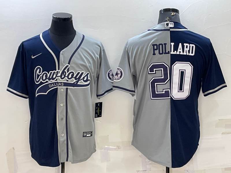 NFL Dallas Cowboys #20 Pollard Joint-design Blue Grey Jersey