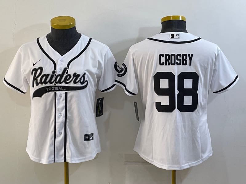Womens NFL Oakland Raiders #98 Crosby White Joint-design Jersey