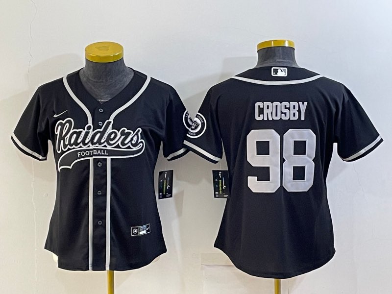 Womens NFL Oakland Raiders #98 Crosby Black Joint-design Jersey