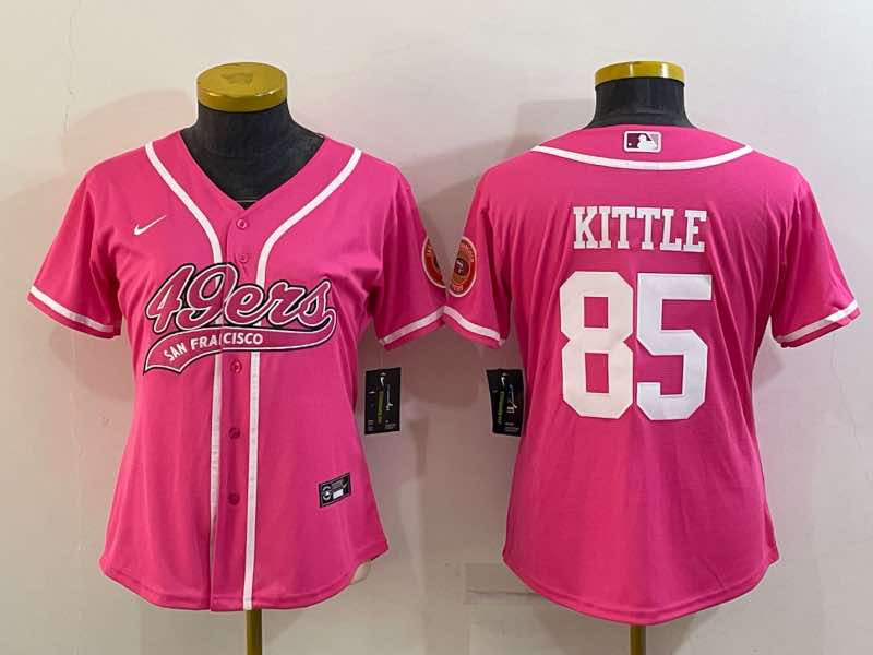 Womens NFL San Francisco 49ers #85 Kittle Pink Joint-design Jersey