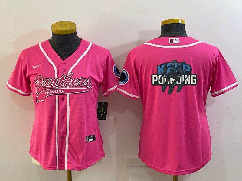 Womens NFL Carolina Panthers Blank Pink Joint-design Jersey