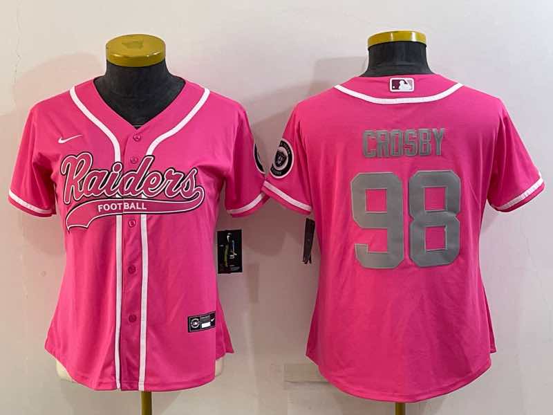 Womens NFL Oakland Raiders #98 Crosby PInk Joint-design Jersey