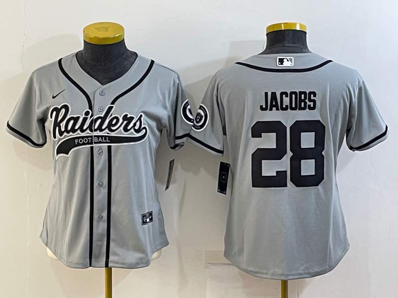 Womens NFL Oakland Raiders #28 Jacobs Grey Joint-design Jersey