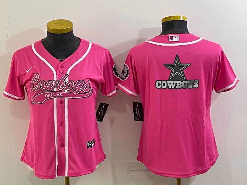 Womens NFL Dallas Cowboys Pink Joint-design Jersey