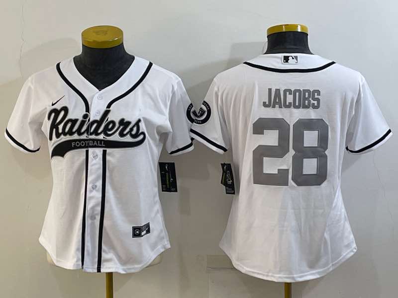 Womens NFL Oakland Raiders #28 Jacobs white Joint-design Jersey