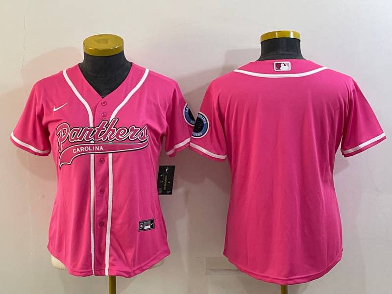 Womens NFL Carolina Panthers Pink Joint-design Jersey